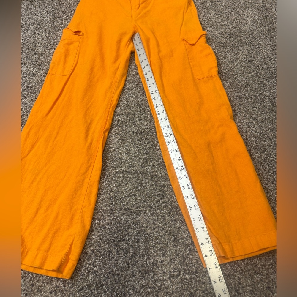 Love Tree Orange Linen Cargo Pants- Size L - Picture 4 of 5